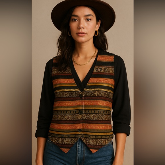 Adrian Jordan Jackets & Blazers - Adrian Jordan Vintage Metallic Brocade Vest – Boho/Statement Waistcoat